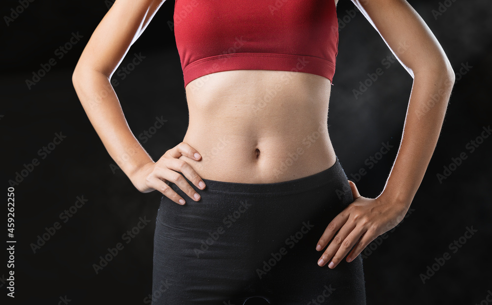 A woman is exercising for health. New normal. A woman is exercising for health. New normal.