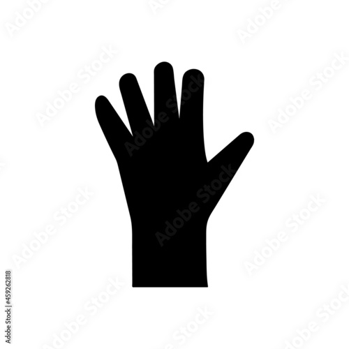Latex rubber glove. Silhouette vector clipart. Illustration and icon on white blank background.