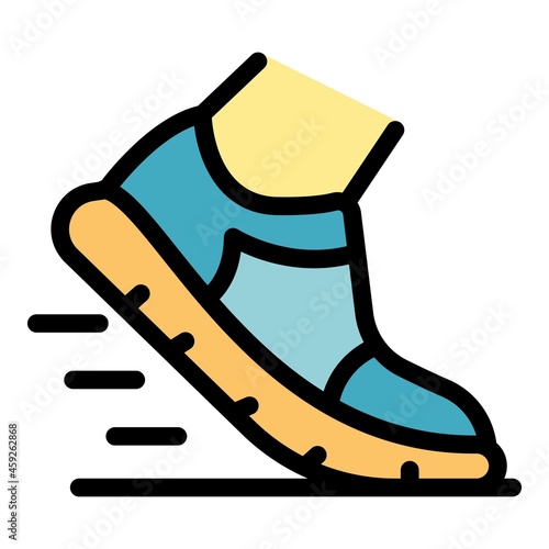 Running shoe icon. Outline running shoe vector icon color flat isolated