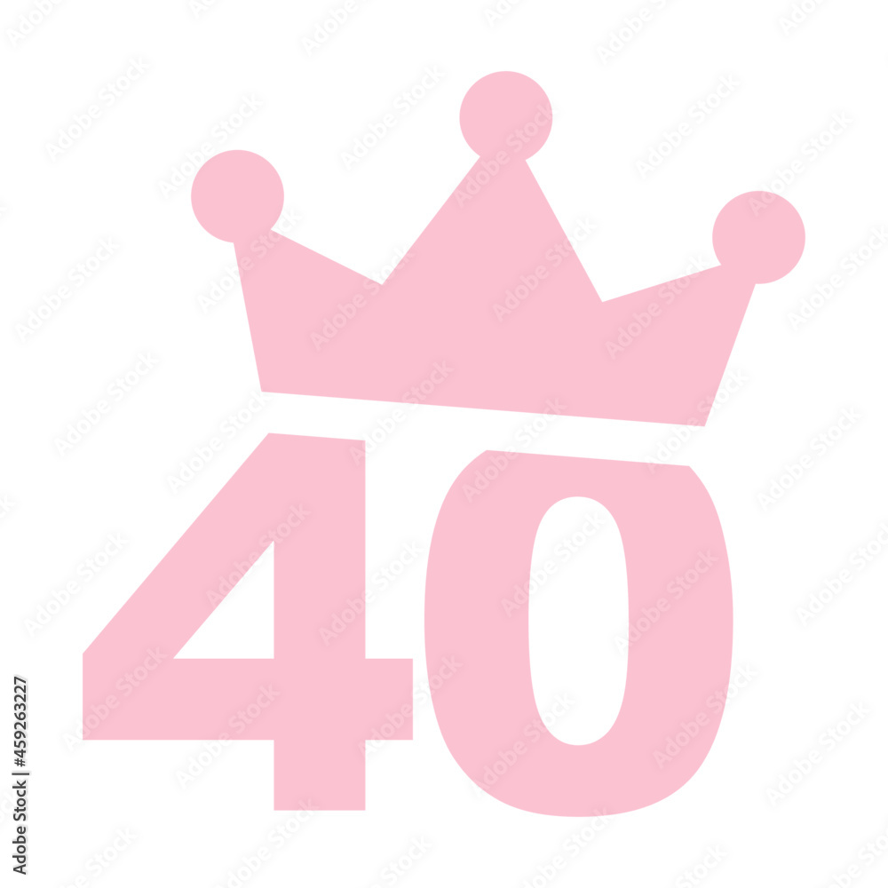 Vector illustration of 40th birthday party pink clip art icon - Number