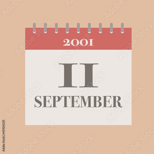 September 11 2001, 9-11 celebrations day calendar flat style vector icon illustration