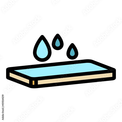 Water protection glass phone icon. Outline water protection glass phone vector icon color flat isolated