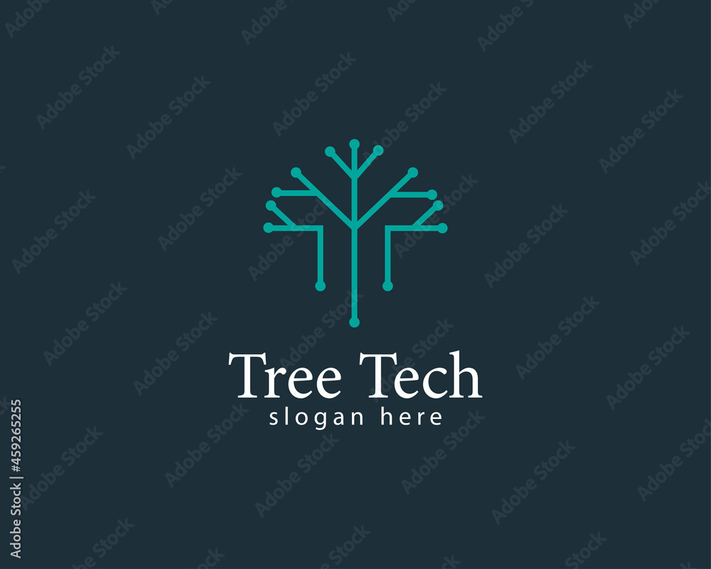 tree tech logo creative digital system design concept tree tech logo creative digital system design concept