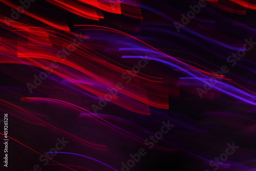Abstract lights on black, red and blue light lines