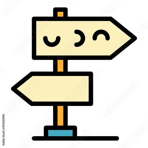 Sign road hitchhiking icon. Outline sign road hitchhiking vector icon color flat isolated