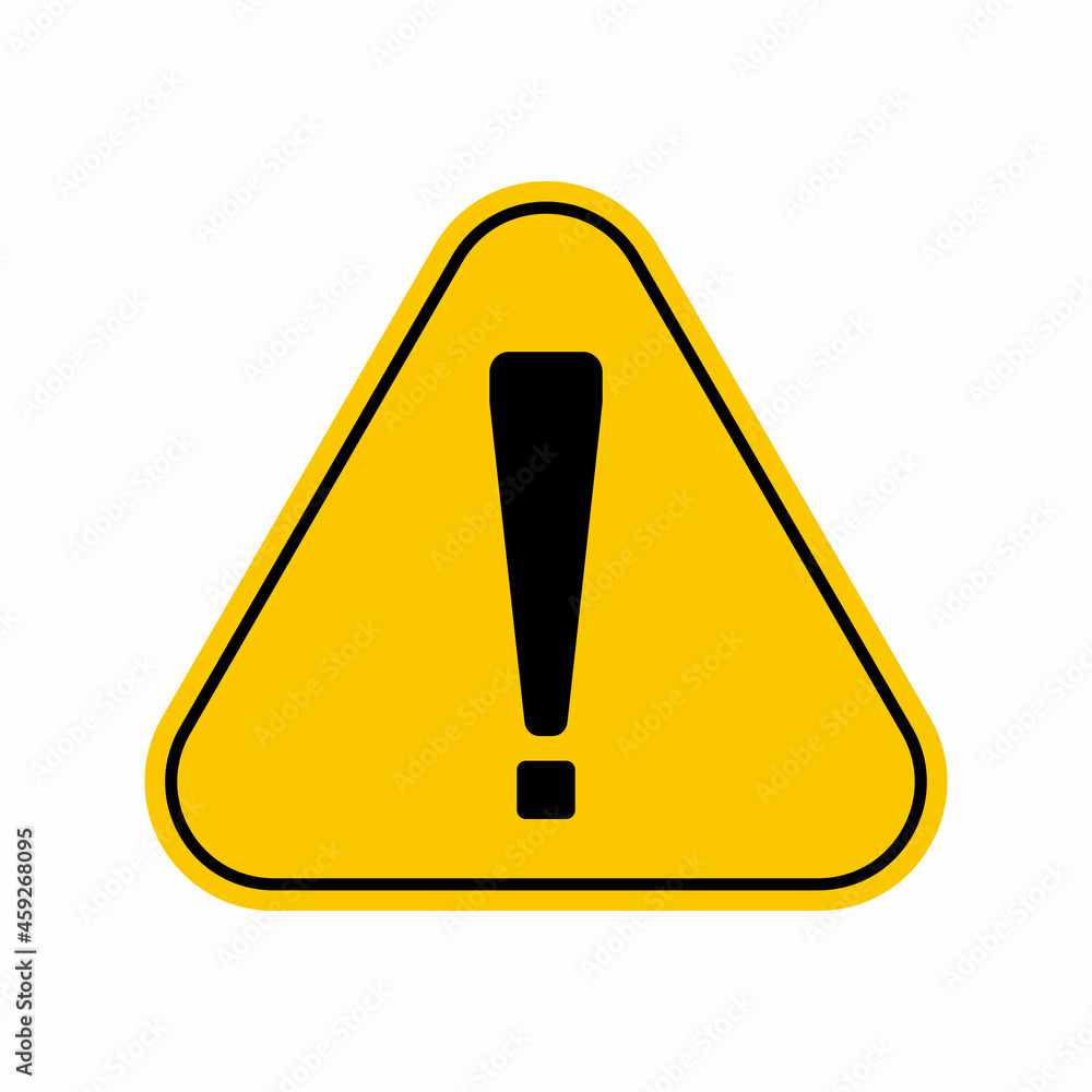 Hazard warning attention sign with exclamation mark symbol, Yellow Triangle Caution Symbol, isolated on white background, vector icon Hazard warning attention sign with exclamation mark symbol, Yellow Triangle Caution Symbol, isolated on white background, vector icon