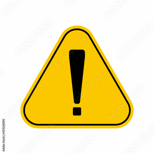Hazard warning attention sign with exclamation mark symbol, Yellow Triangle Caution Symbol, isolated on white background, vector icon