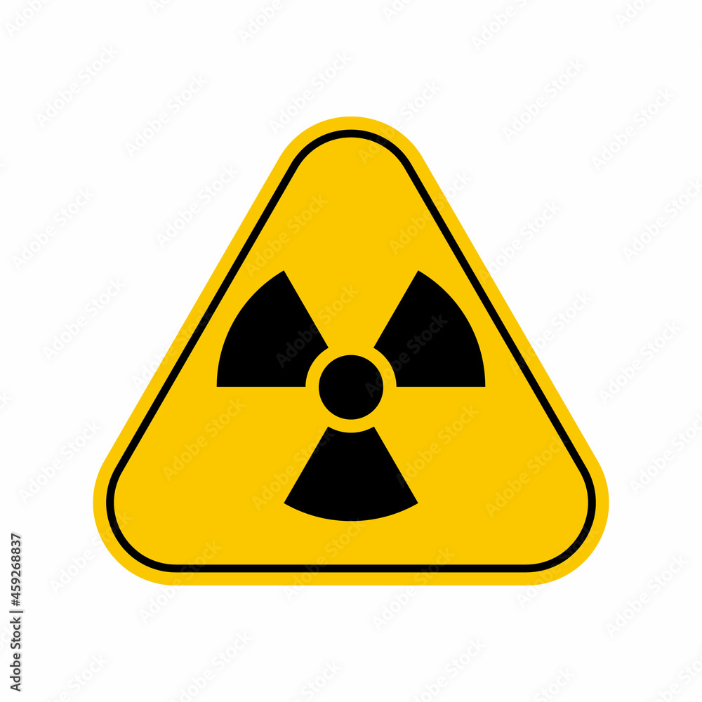 Radiation Hazard Sign. Symbol of radioactive threat alert, Yellow Triangle Caution Symbol, isolated on white background, vector icon Radiation Hazard Sign. Symbol of radioactive threat alert, Yellow Triangle Caution Symbol, isolated on white background, vector icon