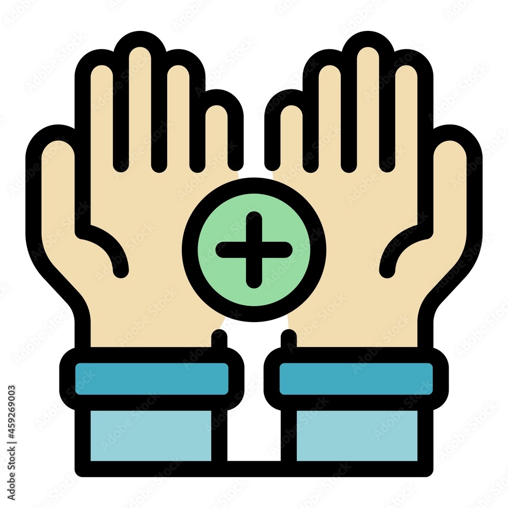Medical hands care icon. Outline medical hands care vector icon color flat isolated Medical hands care icon. Outline medical hands care vector icon color flat isolated