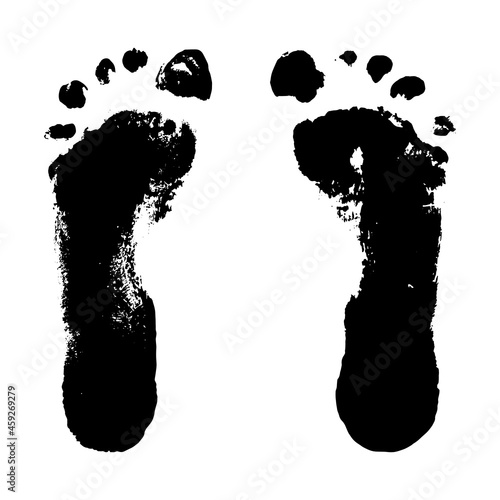 Feet prints of child. Imprint of boy feet, texture. Vector illustration