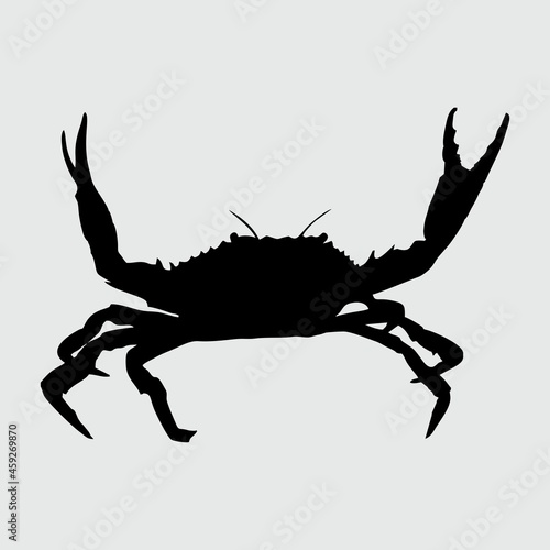 Crab Silhouette, Crab Isolated On White Background