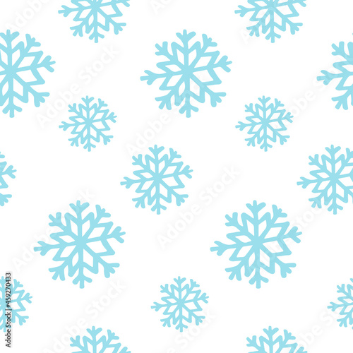 Cute frozen seamless pattern. Hand drawn snowflakes background. Snowfall backdrop. Christmas and winter decorative pattern for scrapbooking, fabric, wrapping paper or cards. Vector illustration.