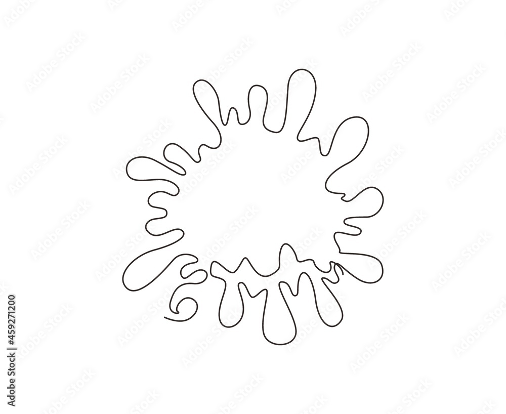 Continuous one line drawing water drips, flowing. Blob and splash, blot
