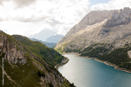 Italian Alps Summer Mountain Range View Lake Dam