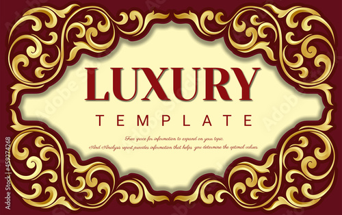 Golden outline vintage frame for decorative adornment for invitations and greeting cards