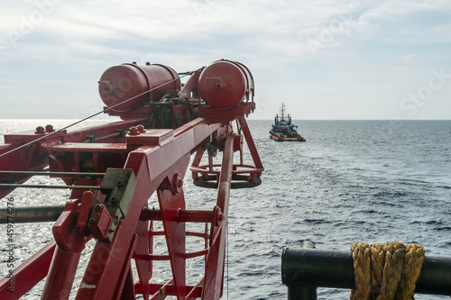 Canvas Print A taut wire equipment on board a dynamic positioning construction vessel at offs