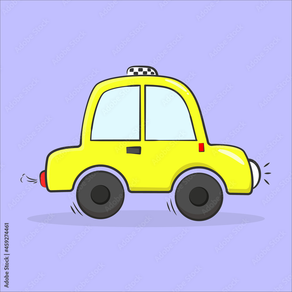 kids toys illustration yellow car bright colors