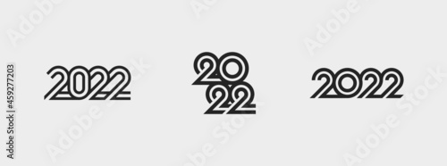 Set of Vector illustration with 2022 sign for flyer template, greeting card, poster, banner or social media. Happy New Year and Merry Christmas.