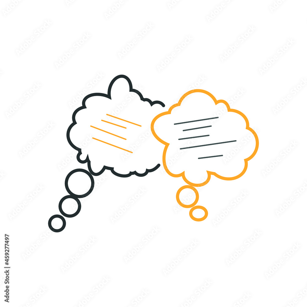 Chat comment sign. Text message line icon. Comic speech bubble symbol. Colorful outline concept. Black and orange thin line text message icon. Chat comment sign. Text message line icon. Comic speech bubble symbol. Colorful outline concept. Black and orange thin line text message icon.
