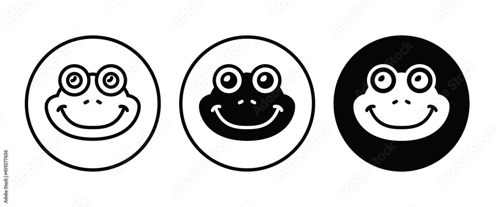 Cute frog head icon button, vector, sign, symbol, logo, illustration, editable stroke, flat design style isolated on white Cute frog head icon button, vector, sign, symbol, logo, illustration, editable stroke, flat design style isolated on white