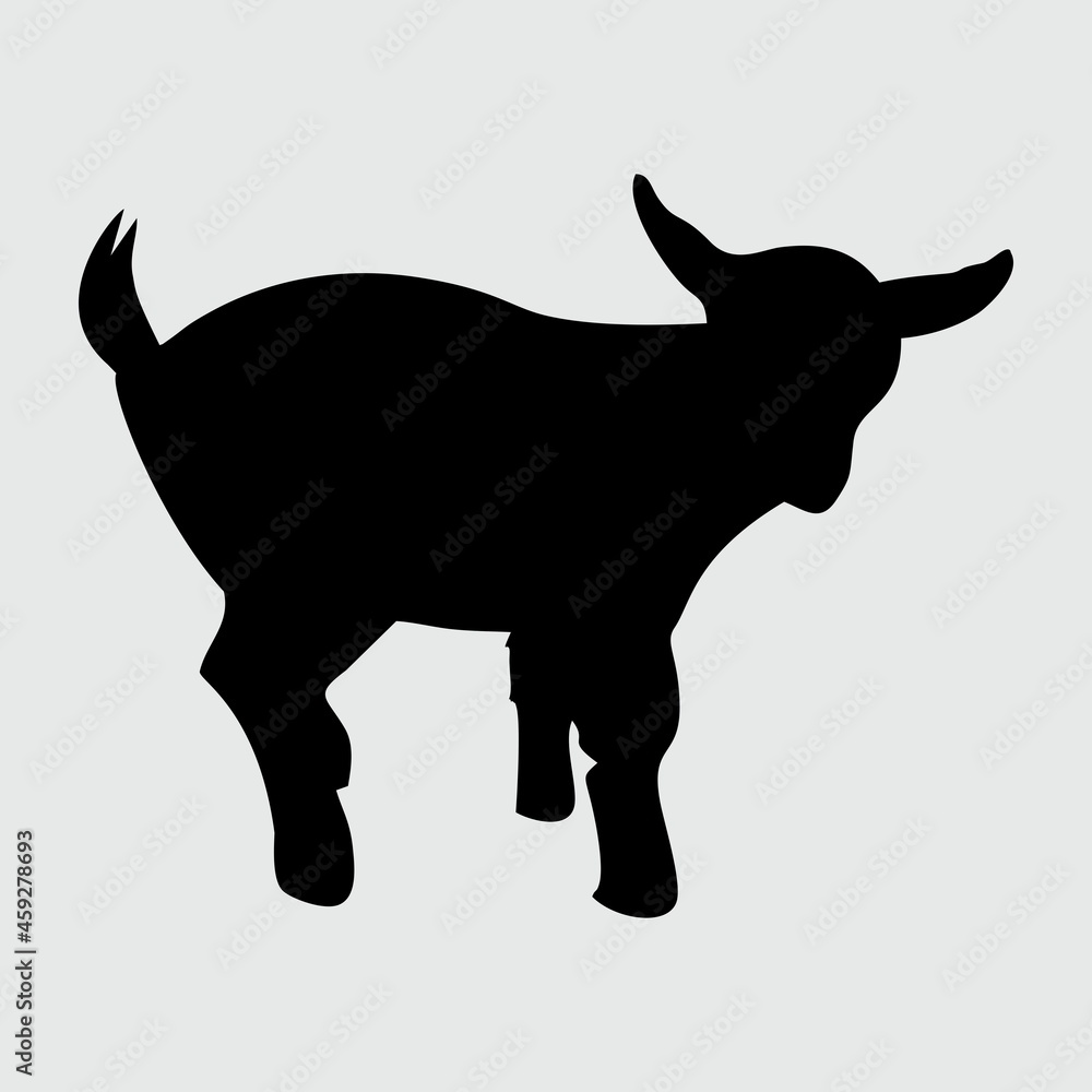 Naklejka premium Goat Silhouette, Goat Isolated On White Background