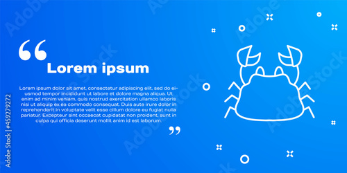 White line Crab icon isolated on blue background. Vector