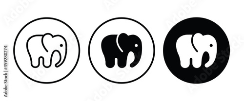 animal elephant icon button, vector, sign, symbol, logo, illustration, editable stroke, flat design style isolated on white