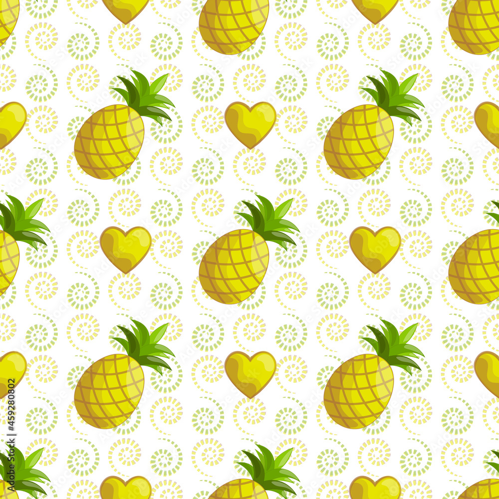 pineapples print seamless pattern swirls fabric textile