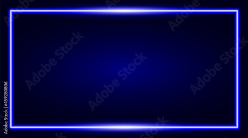 Square rectangle picture frame with blue neon