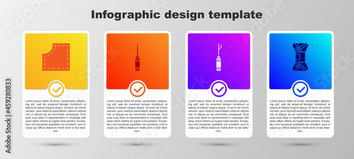 Set Sewing Pattern, Awl tool, and Yarn. Business infographic template. Vector