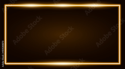 Square rectangle picture frame with brown neon