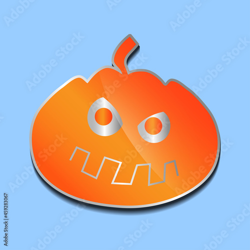 brooding orange pumpkin sticker on a colored background.