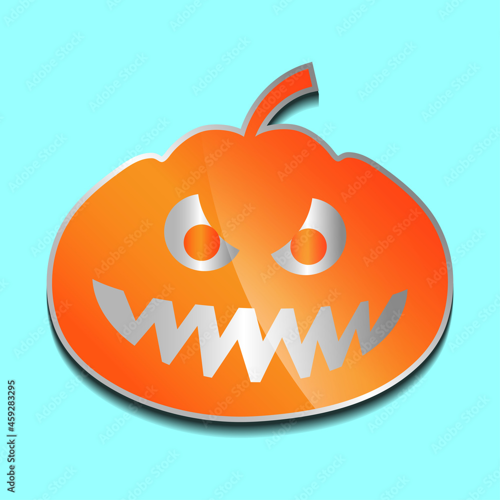 cunning orange pumpkin sticker on a colored background.