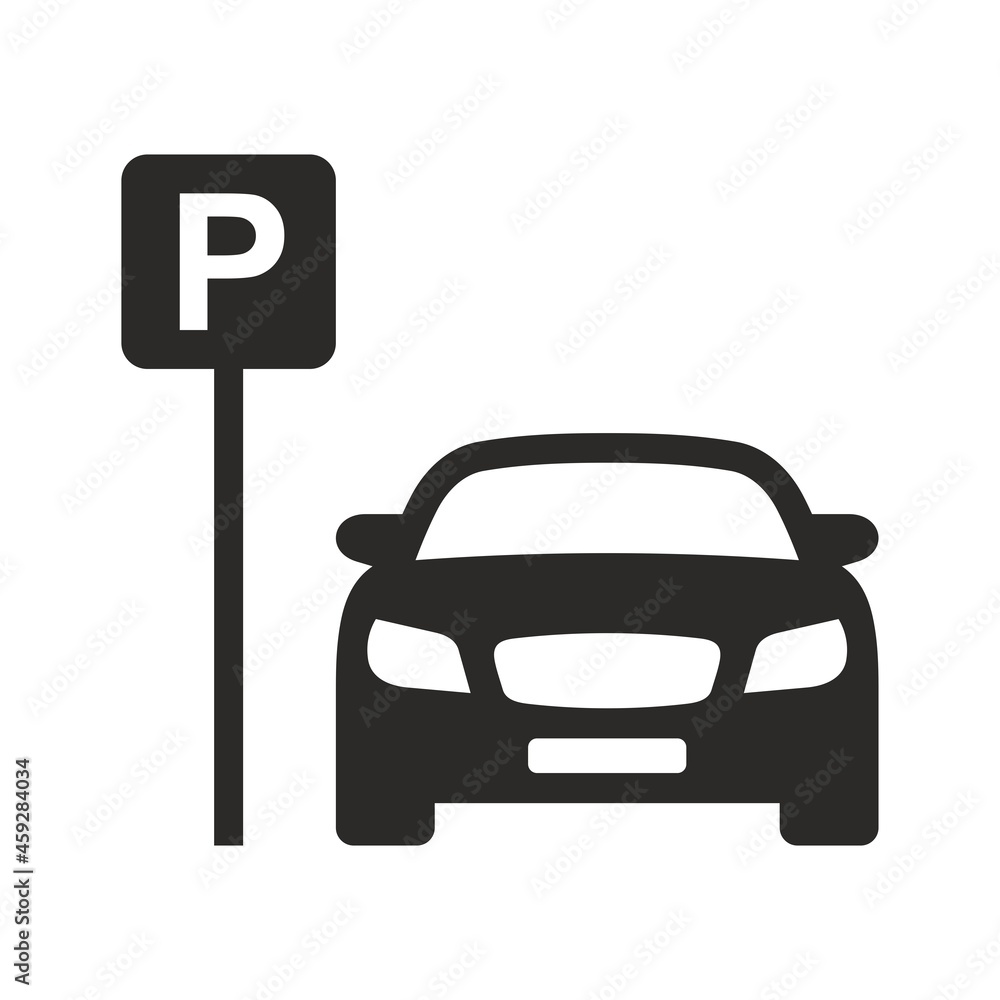 Car parking icon. Parking space. Parking lot. Car park. Vector icon  isolated on white background. Stock Vector | Adobe Stock