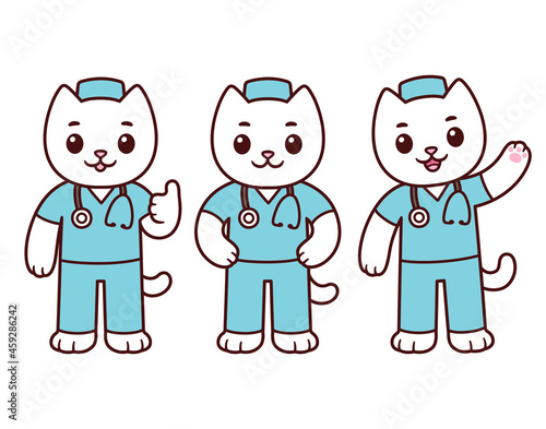 Cute cartoon healthcare nurse cat character