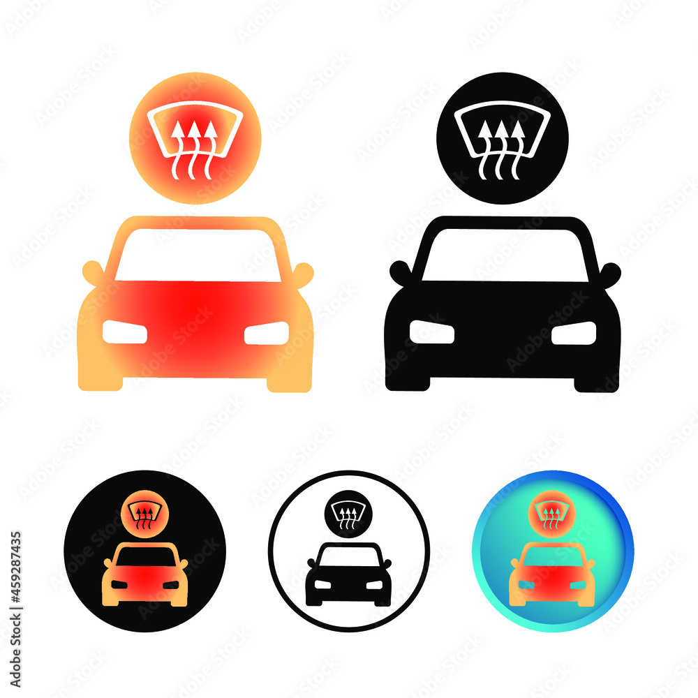 Abstract Car Heating Icon Set Abstract Car Heating Icon Set