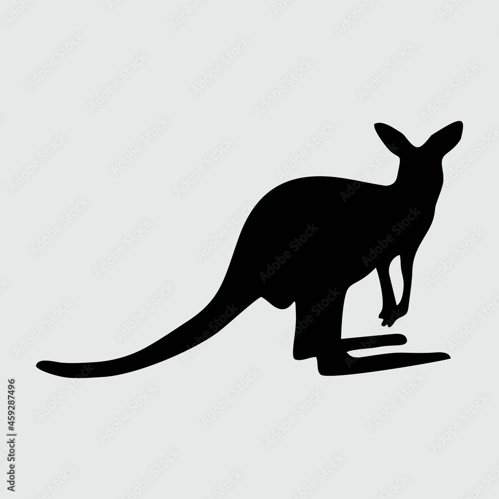 Kangaroo Silhouette, Kangaroo Isolated On White Background