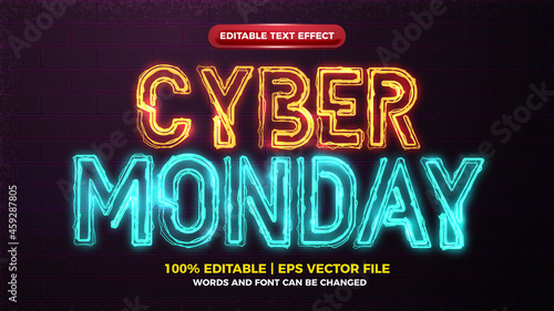 cyber monday blue orange electric glow bold editable text effect