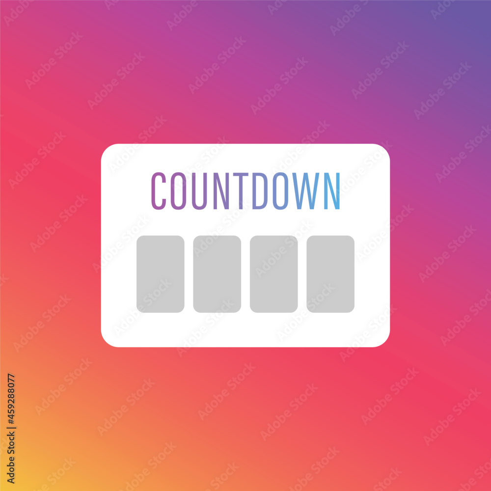 Countdown social media instagram sticker, template icon, user interface  question button stories social media design, vector illustration  Stock-Vektorgrafik