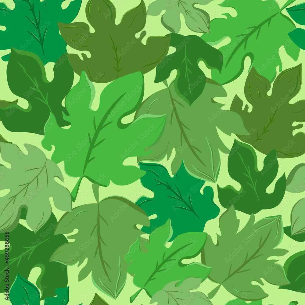 Seamless Pattern with Delicate Green Leaves Seamless Pattern with Delicate Green Leaves