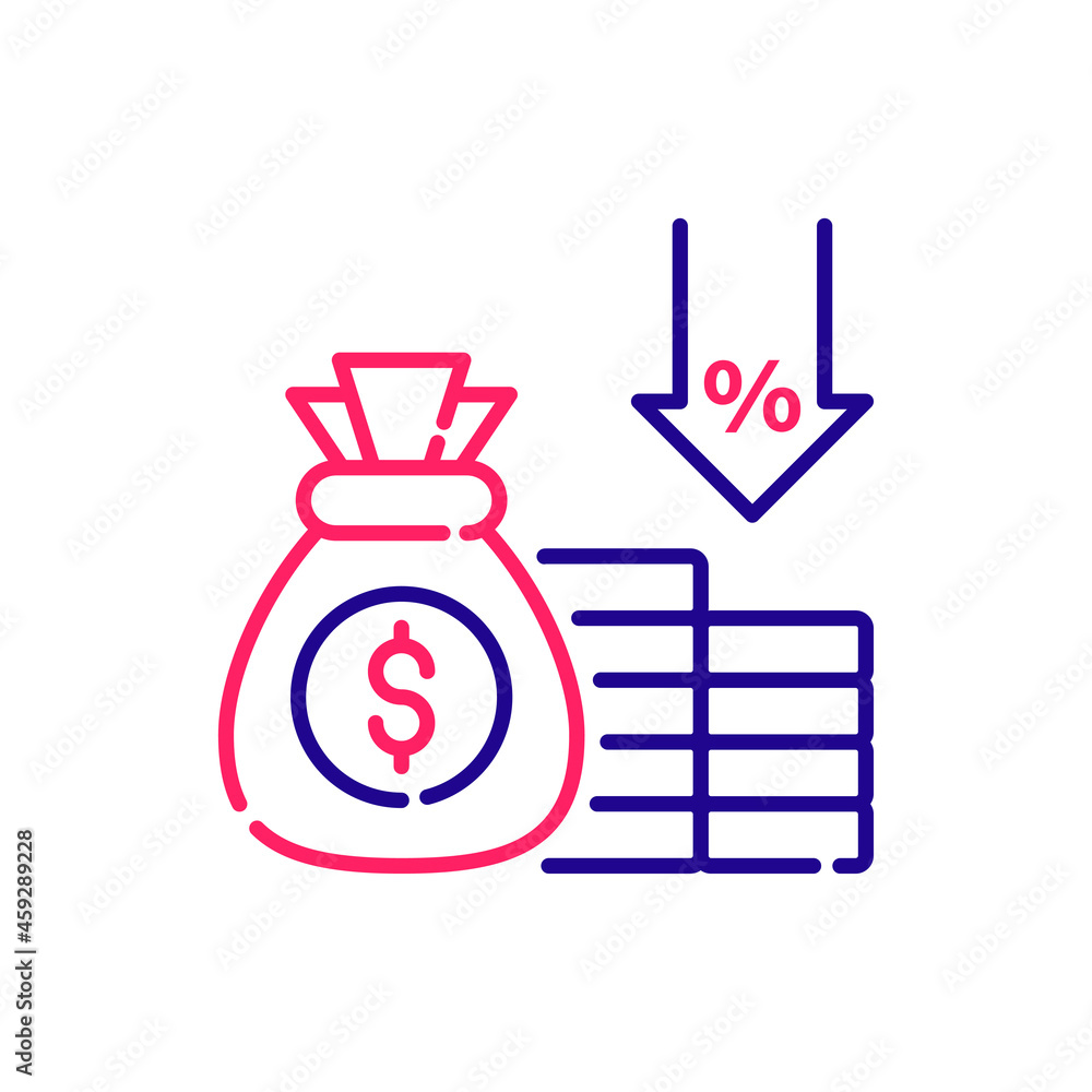Cost Reduction vector 2 colour icon style illustration. EPS 10 file Cost Reduction vector 2 colour icon style illustration. EPS 10 file