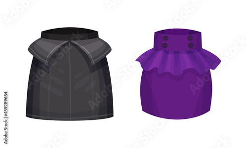 Elegant fitted pencil textile skirts set. Fashion female apparel cartoon vector illustration
