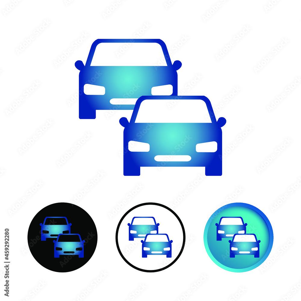 Abstract Two Cars in Line Icon Set Abstract Two Cars in Line Icon Set