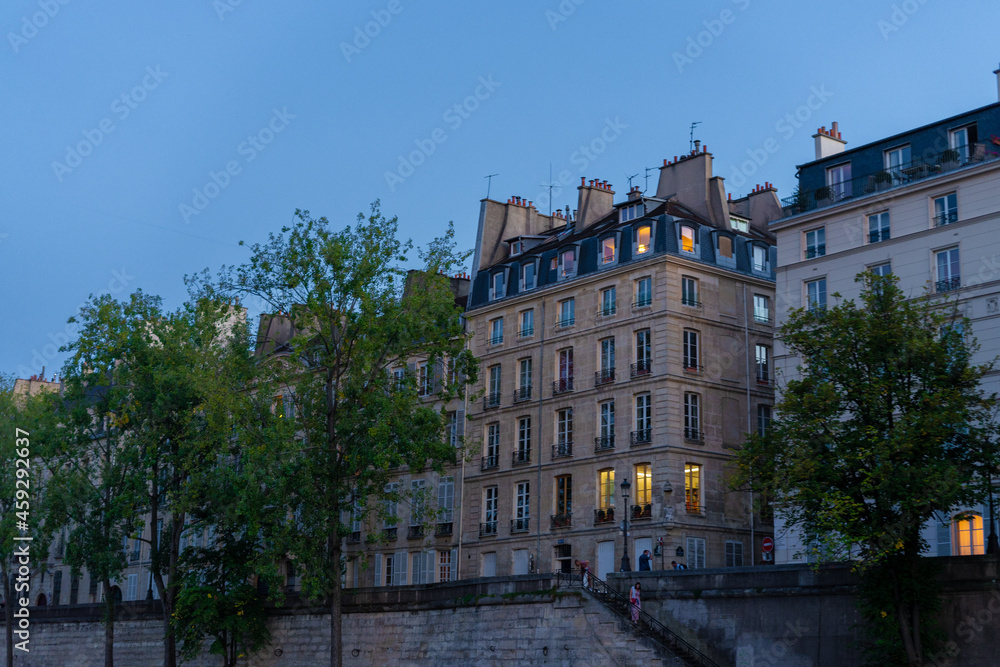 Residential buildings in Paris from Sena river