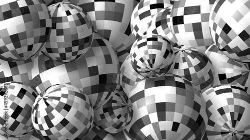 Black and white rotating balls loopable motion background