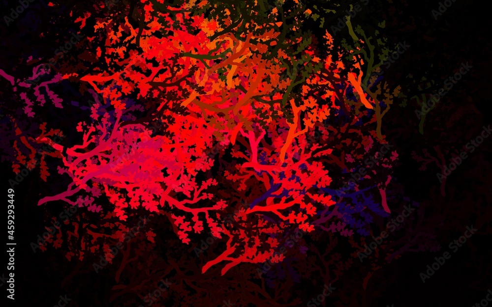 Dark Multicolor vector natural artwork with trees, branches.
