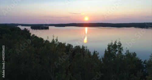 Ely Minnesota Lake at Sunset Drone 173 photo