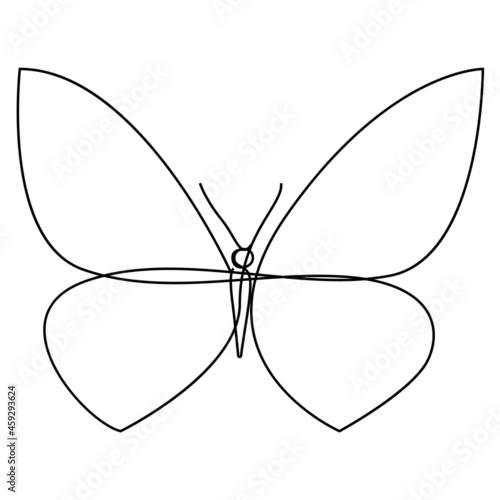 One line butterfly design silhouette. Hand drawn minimalism style vector illustration