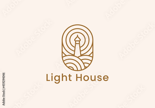 Light House Logo line art vector illustration design
