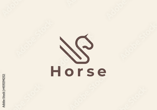 horse linear outline minimalist icon logo design elements - horse vector
